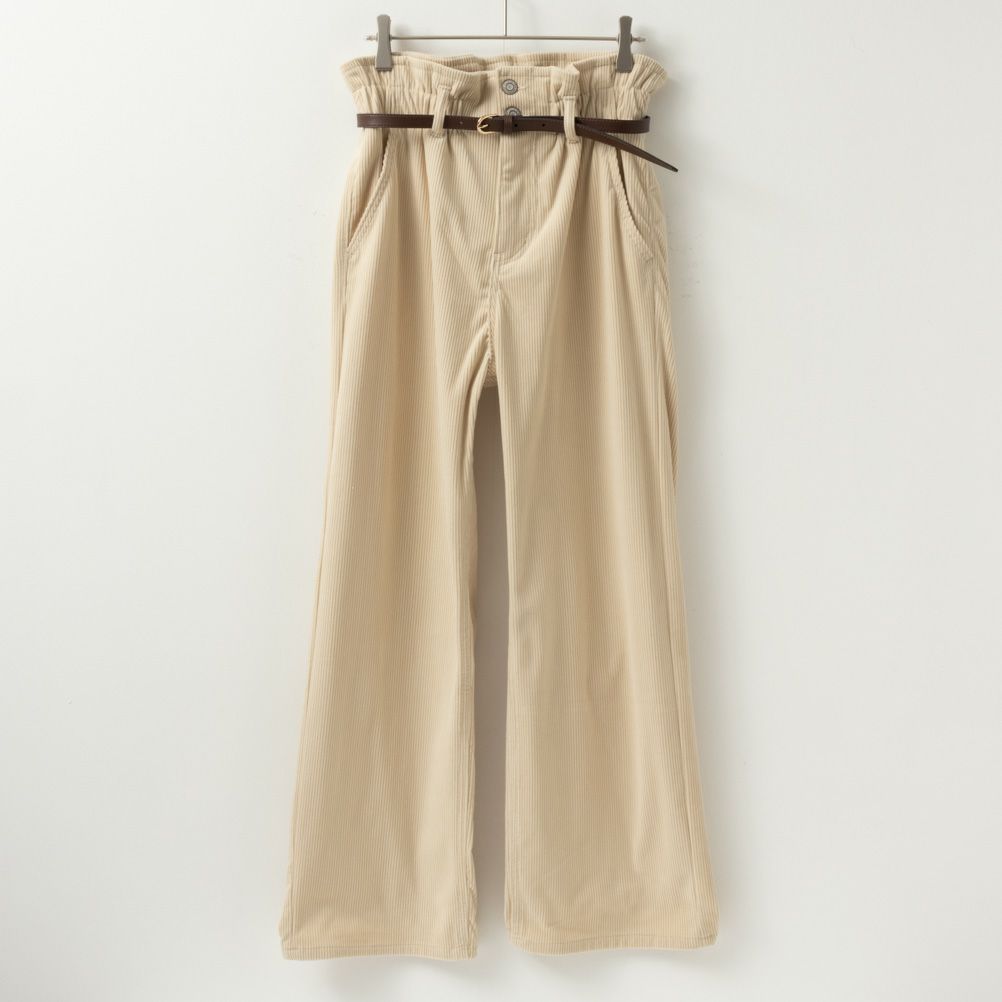 NAVY ベルト付きコーデュロイペーパーバッグパンツ レディース