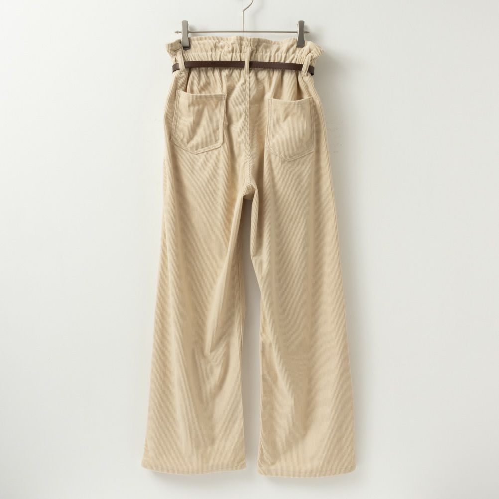 NAVY ベルト付きコーデュロイペーパーバッグパンツ レディース