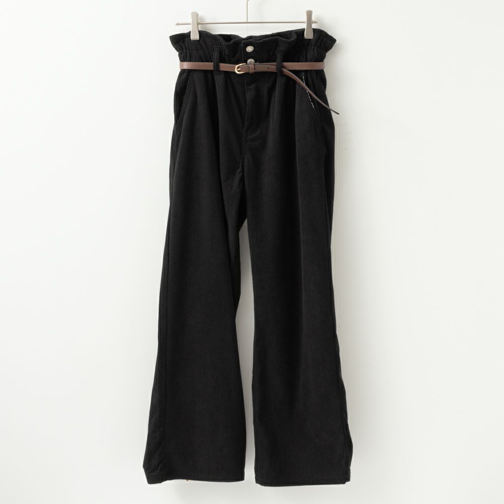NAVY ベルト付きコーデュロイペーパーバッグパンツ レディース
