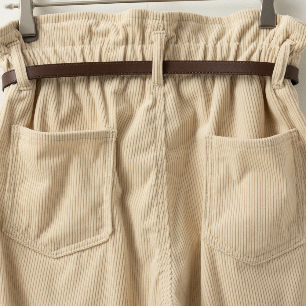 NAVY ベルト付きコーデュロイペーパーバッグパンツ レディース