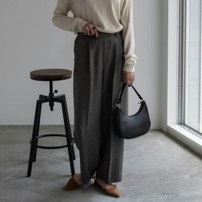 ウーリッシュヘリンボンワイドパンツ レディース