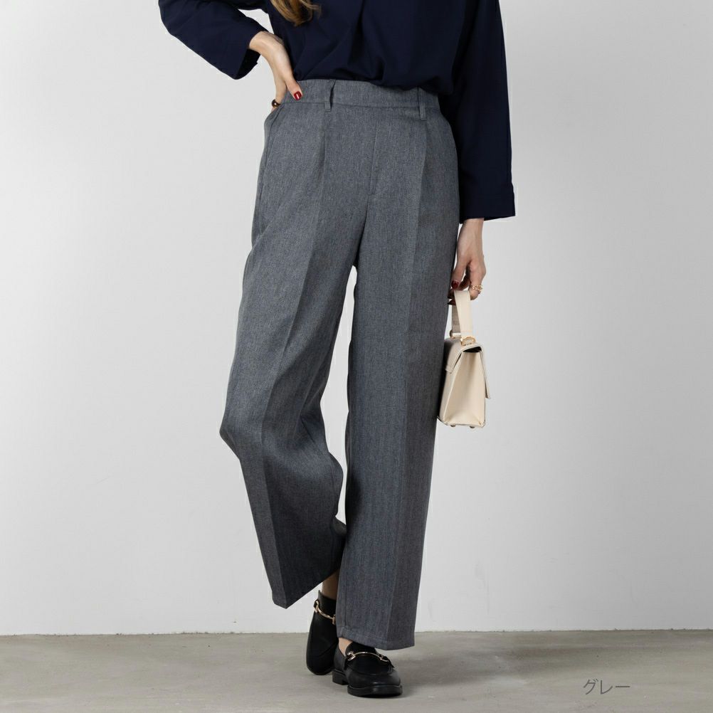 ウーリッシュヘリンボンワイドパンツ レディース
