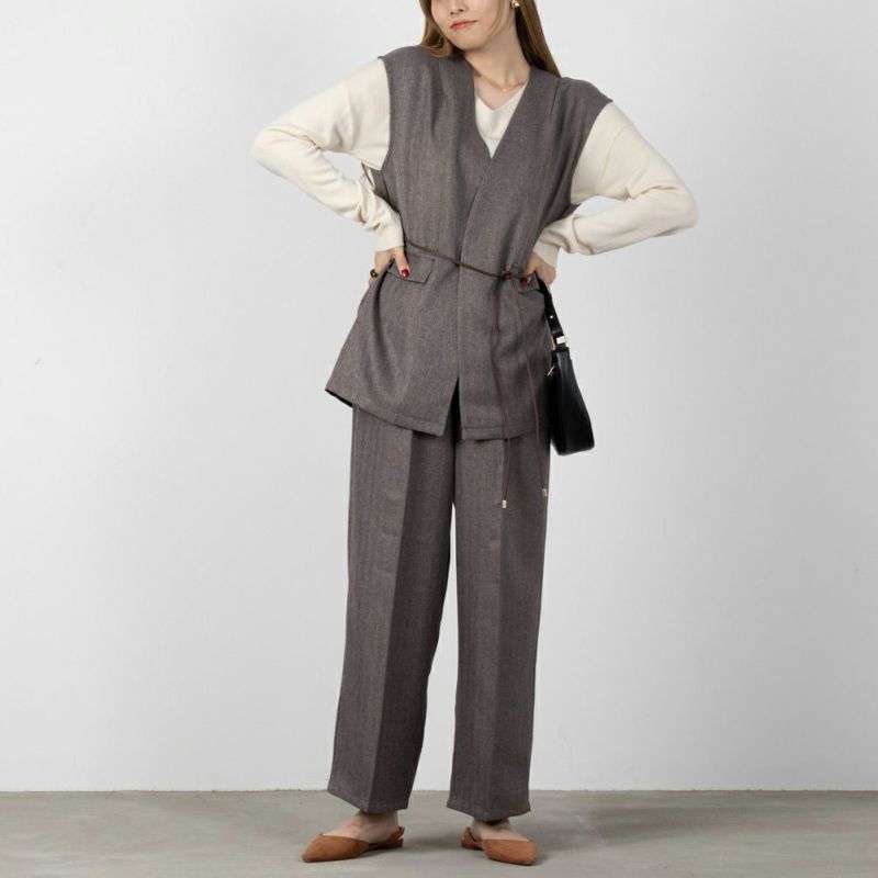 ウーリッシュヘリンボンワイドパンツ レディース商品画像-3