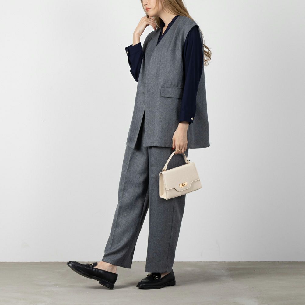 ウーリッシュヘリンボンワイドパンツ レディース商品画像-6