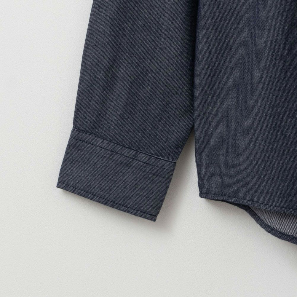 NAVY ピケ無地胸ポケット付き長袖シャツ メンズ