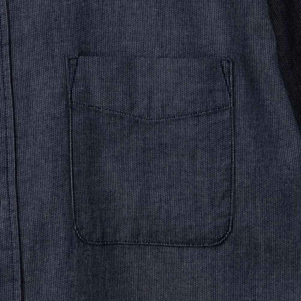 NAVY ピケ無地胸ポケット付き長袖シャツ メンズ