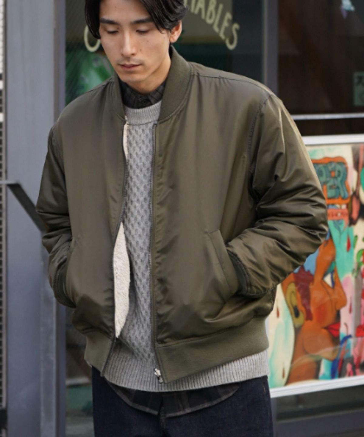 NAVY MA-1タイプリバーシブルジャケット メンズ