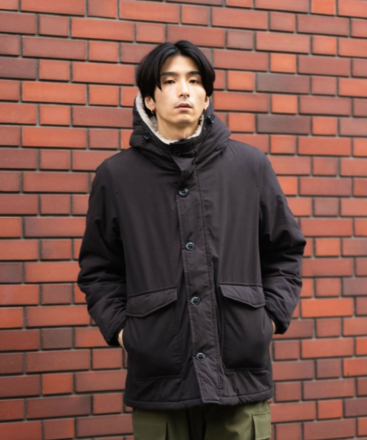 NAVY ミリタリーフードコート メンズ