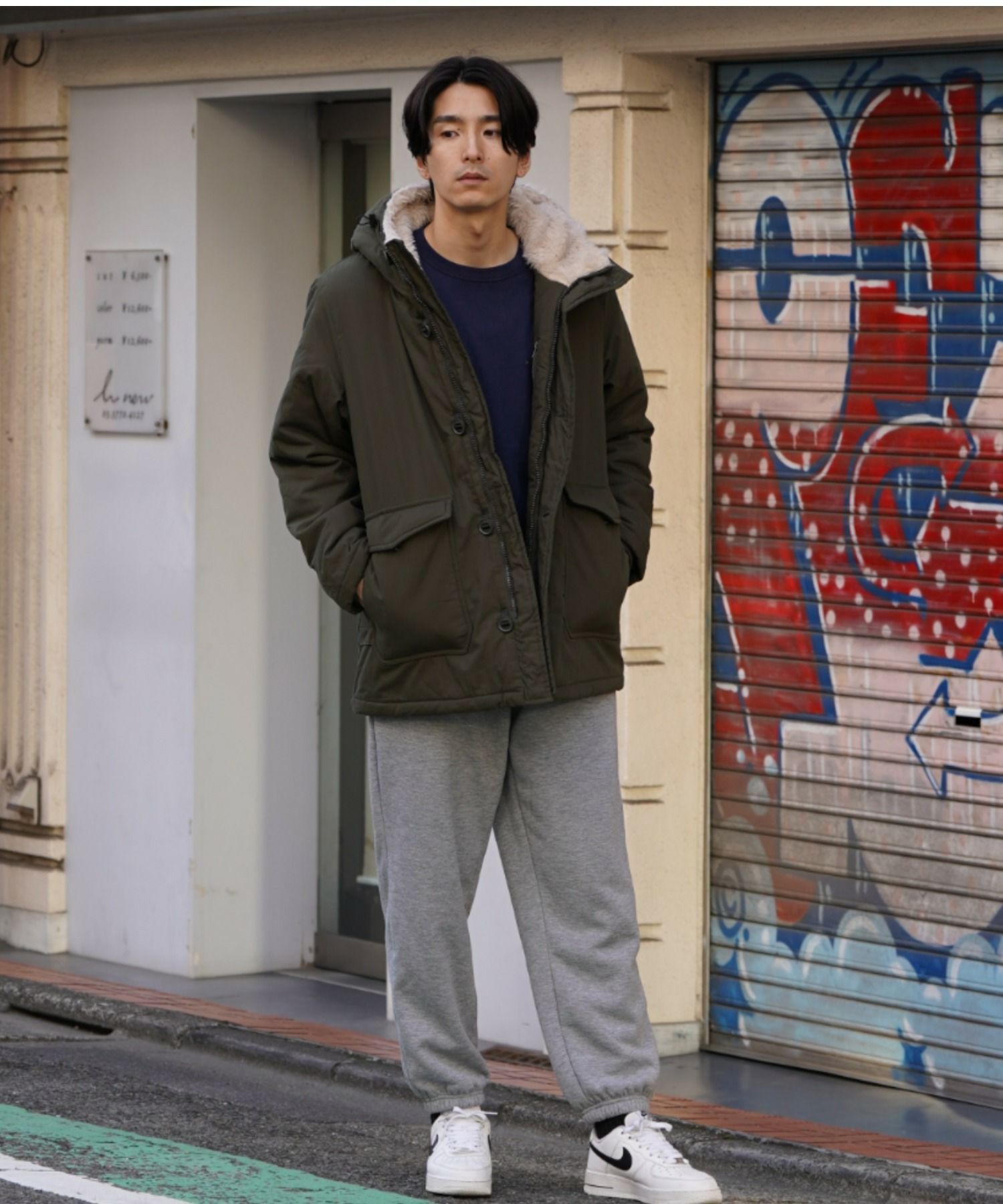 NAVY ミリタリーフードコート メンズ