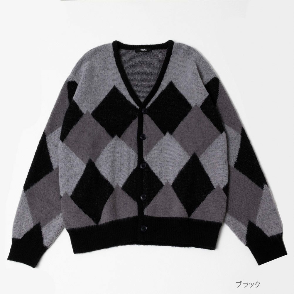 [さらに50%OFF]MOSSIMO  アーガイル柄Vネックカーディガン メンズ商品サムネイル-1