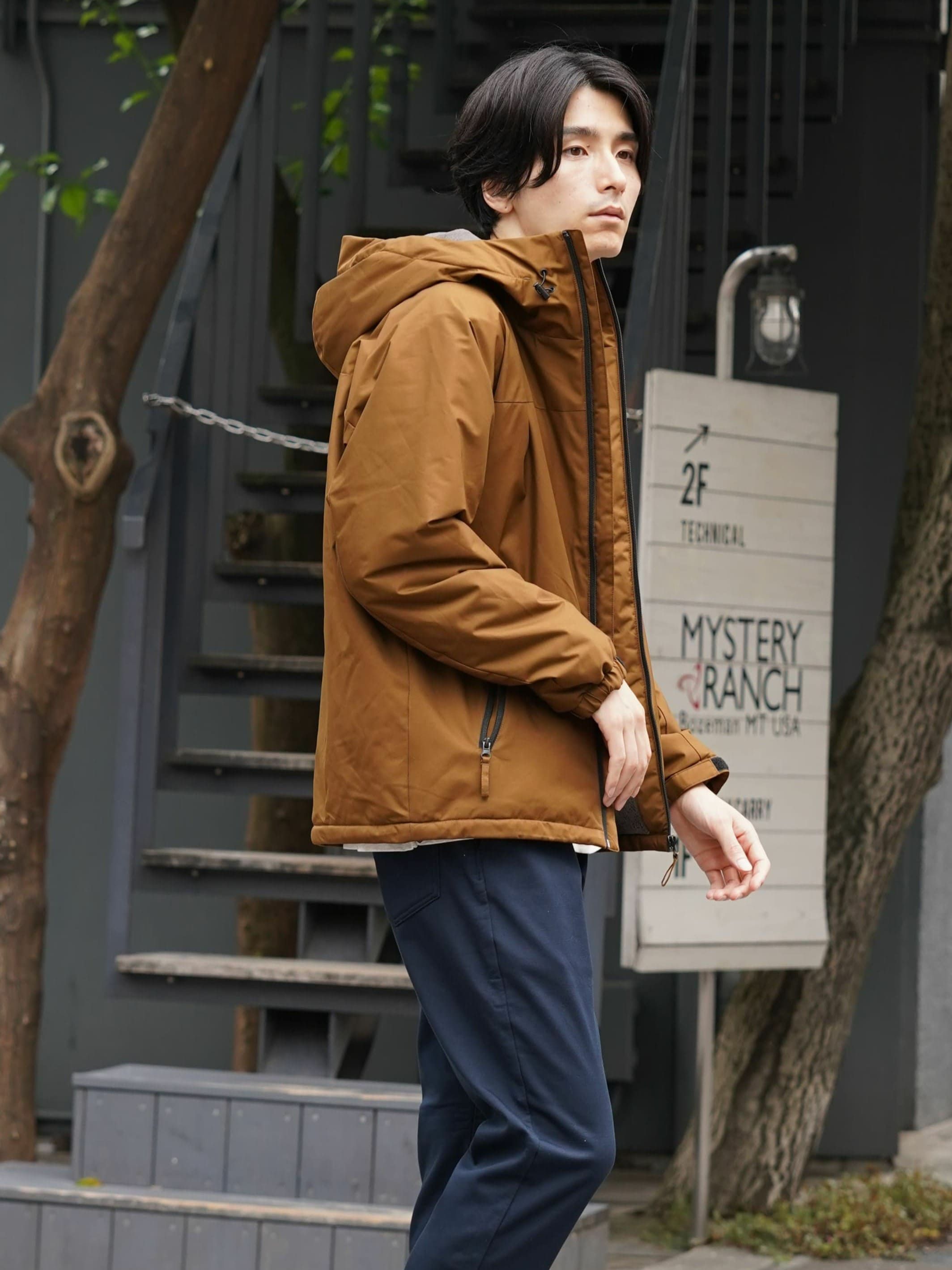 NAVY はっ水/防風/ストレッチ/防花粉 オールウェザー裏シャギーフードアウター メンズ商品サムネイル-3