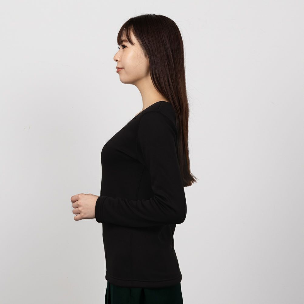 NAVY 温℃ 裏シャギーUネックインナーTシャツ レディース ネコポス 対応商品