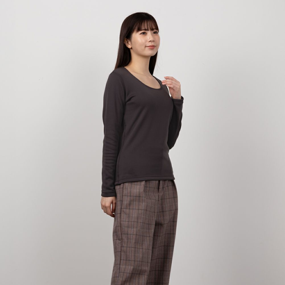 NAVY 温℃ 裏シャギーUネックインナーTシャツ レディース ネコポス 対応商品