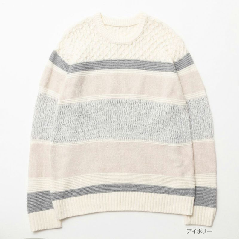 NAVY  切替ボーダーニット メンズ商品画像-1