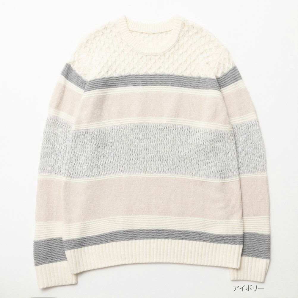 NAVY  切替ボーダーニット メンズ商品サムネイル-1