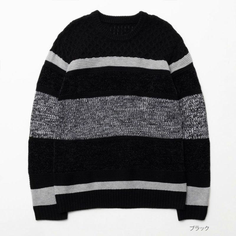 NAVY  切替ボーダーニット メンズ商品画像-2