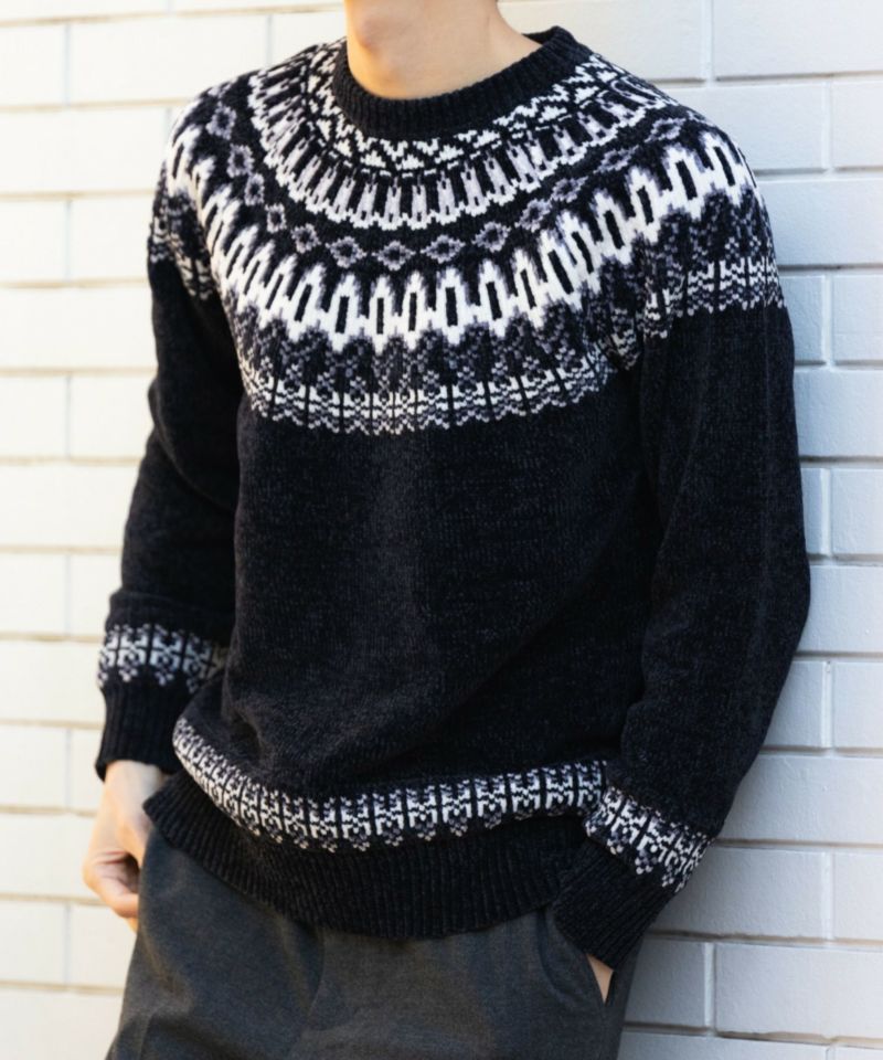 NAVY フェアアイル柄モールニット メンズ商品画像-1