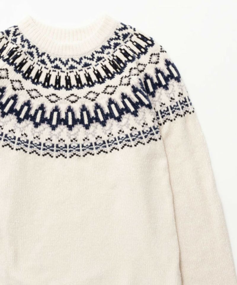 NAVY  フェアアイル柄モールニット メンズ商品画像-4
