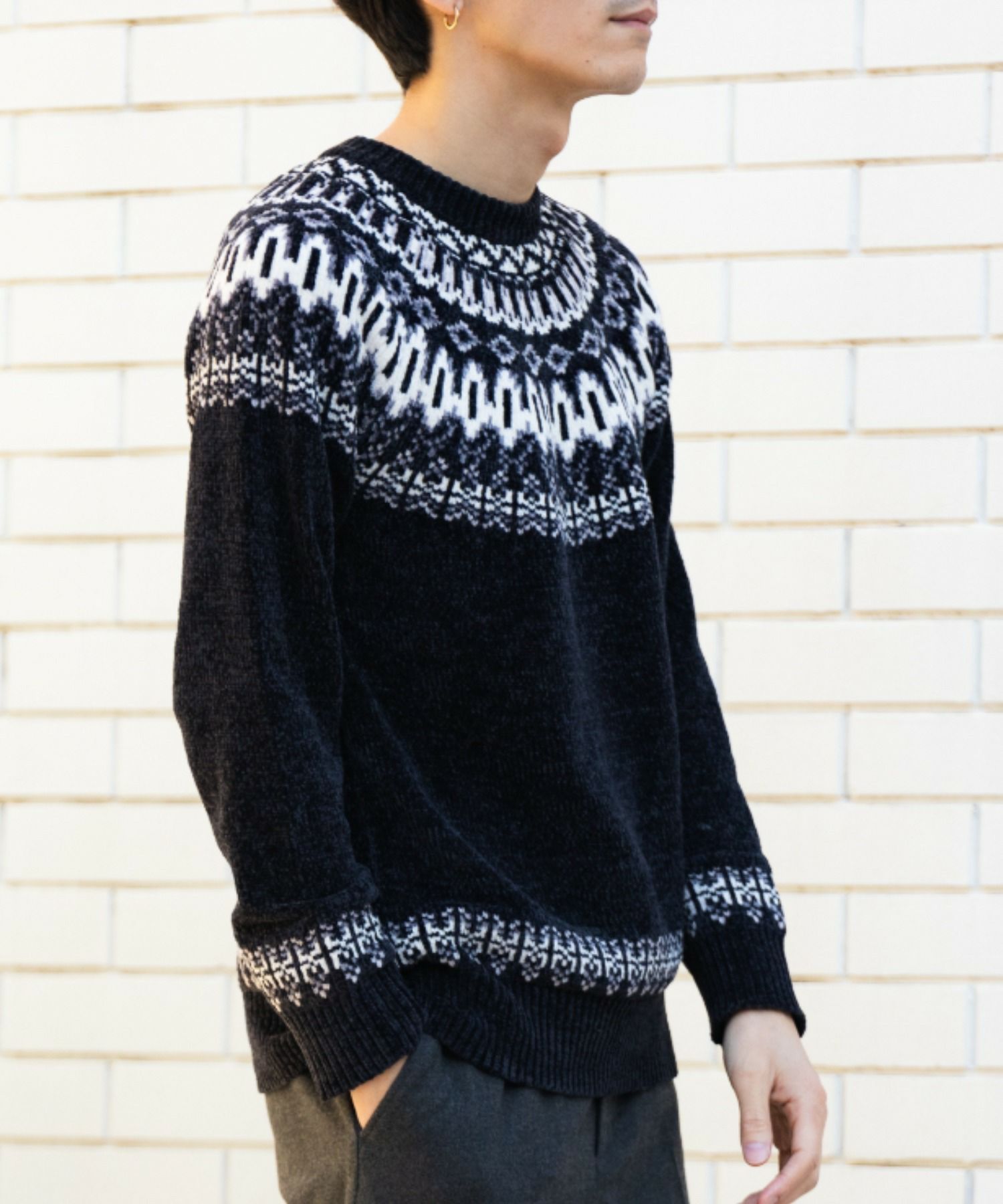 NAVY フェアアイル柄モールニット メンズ商品サムネイル-6