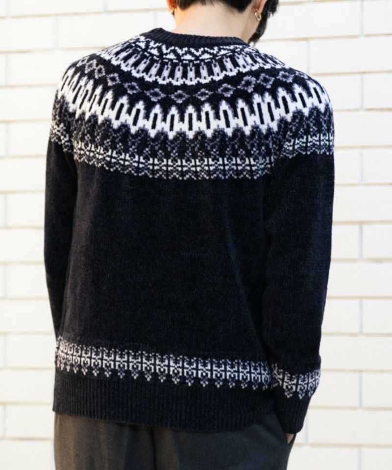 NAVY  フェアアイル柄モールニット メンズ商品画像-7