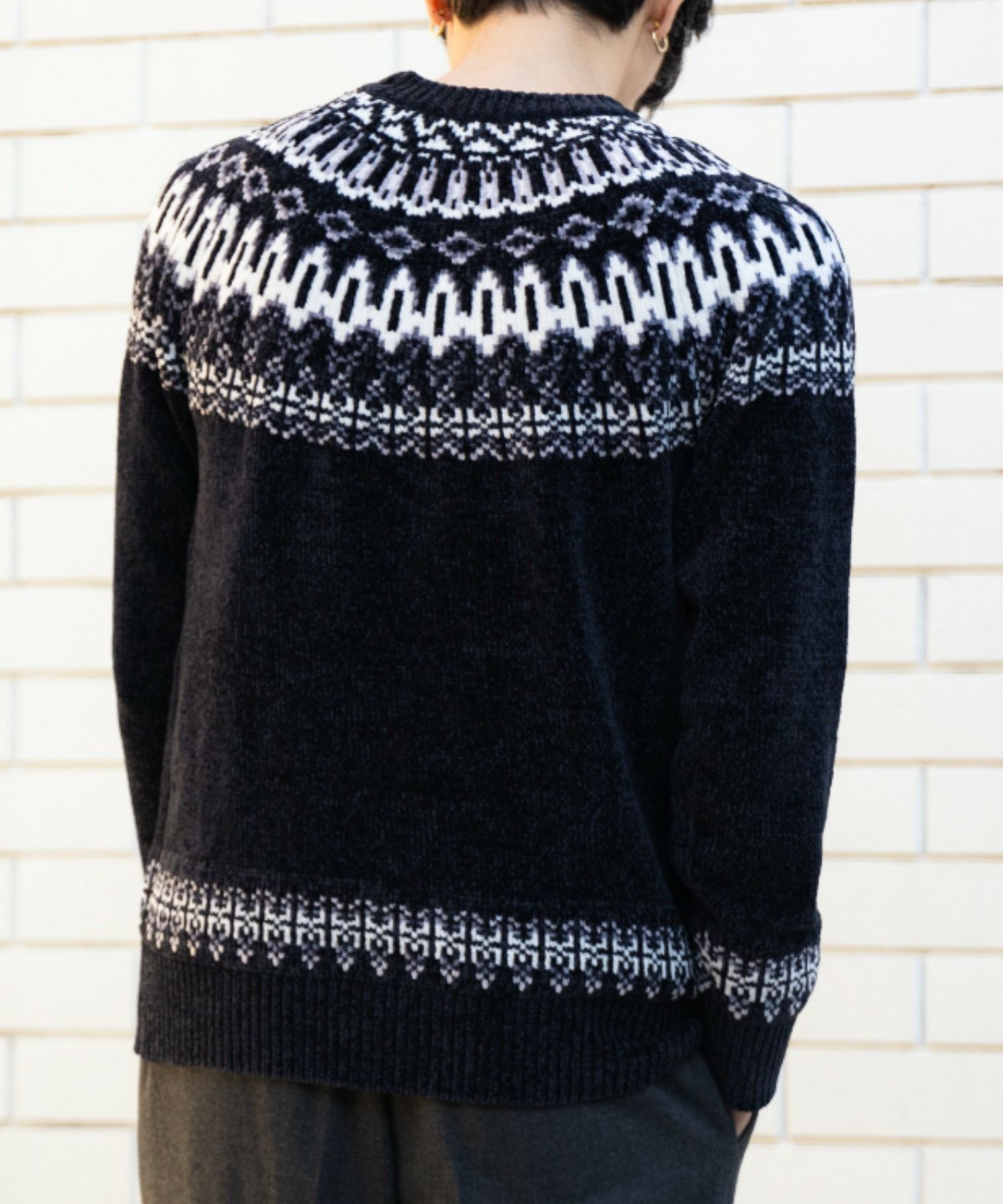 NAVY フェアアイル柄モールニット メンズ商品サムネイル-7