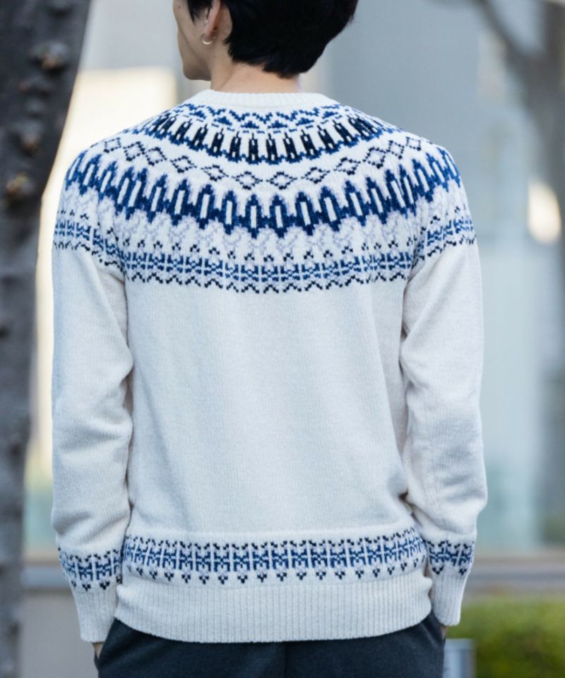 NAVY  フェアアイル柄モールニット メンズ商品画像-10