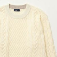 NAVY 快適ニット ケーブルクルーネック メンズ