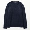 NAVY 快適ニット ケーブルクルーネック メンズ