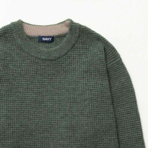 NAVY 快適ニット ワッフルクルー メンズ商品画像-1