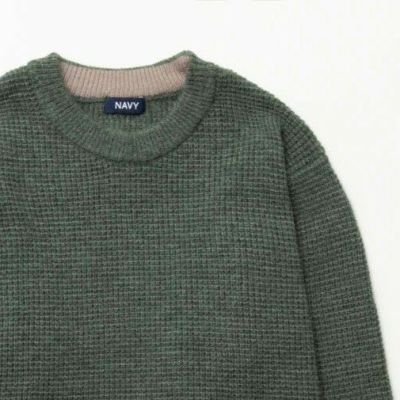 NAVY 快適ニット ワッフルクルーネック メンズ