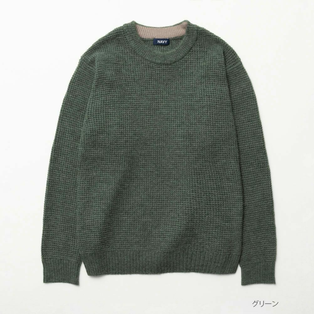 NAVY 快適ニット ワッフルクルー メンズ商品サムネイル-2