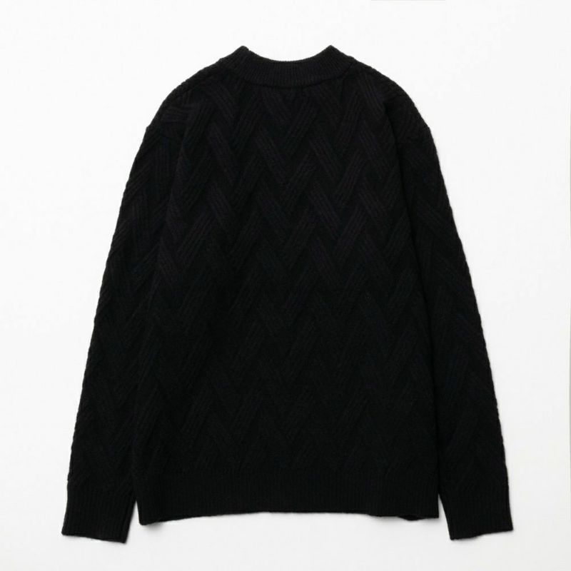 [さらに50%OFF]NAVY 快適ニット 幾何学柄モックネック メンズ商品画像-6