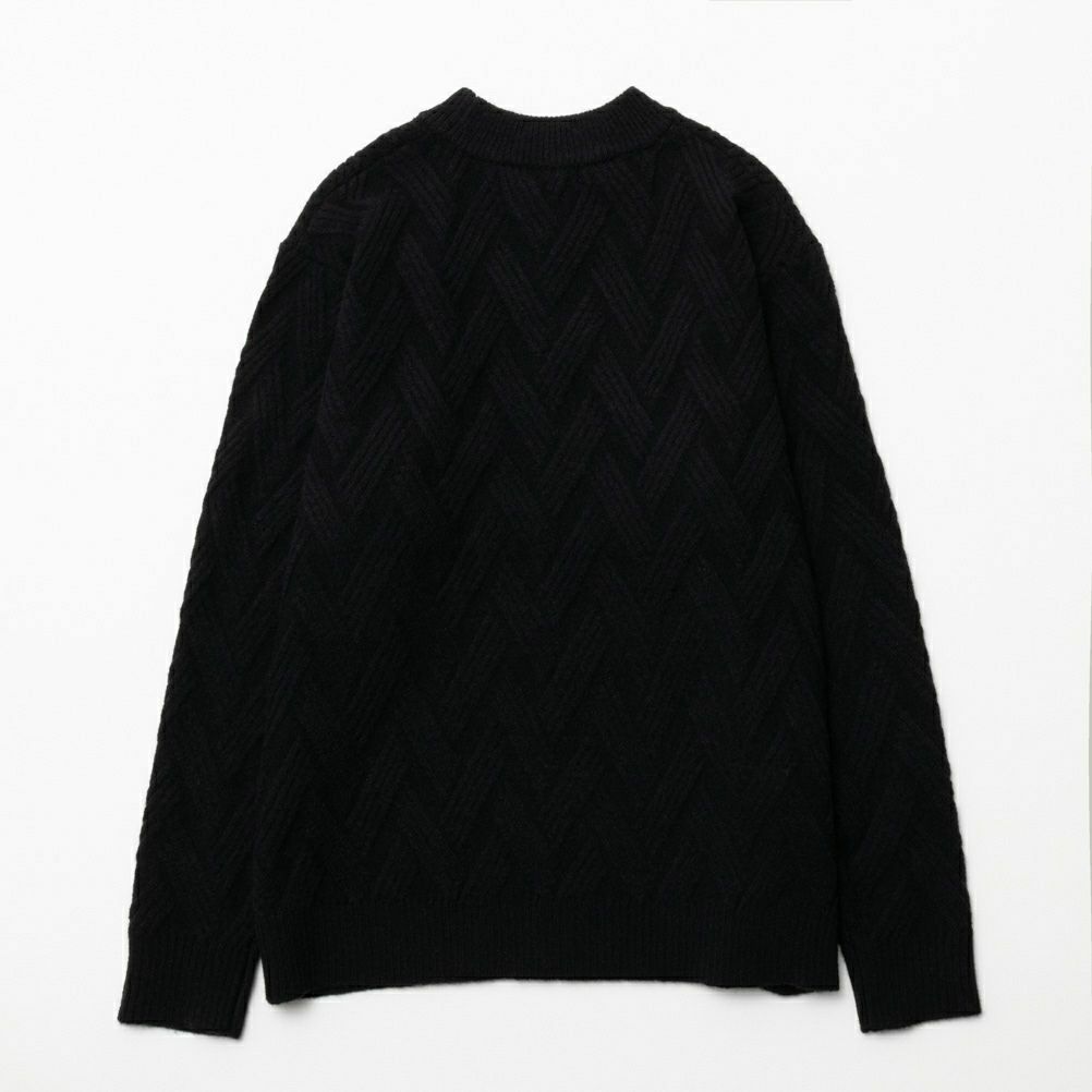 [さらに50%OFF]NAVY 快適ニット 幾何学柄モックネック メンズ商品サムネイル-6