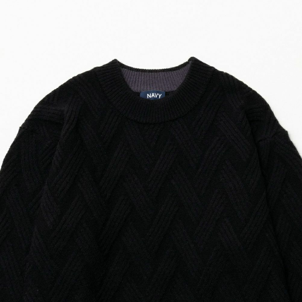 [さらに50%OFF]NAVY 快適ニット 幾何学柄モックネック メンズ商品サムネイル-7