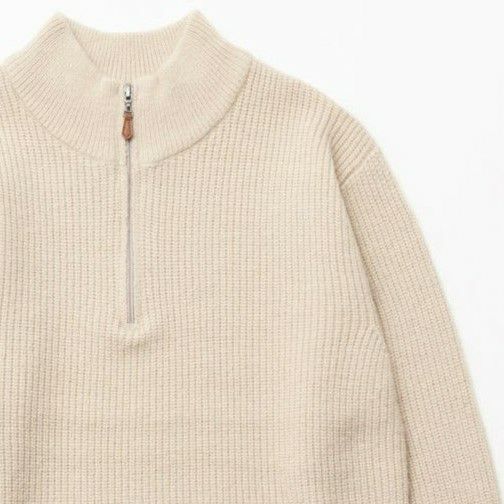 NAVY 快適ニット 畦ハーフジップ メンズ商品サムネイル-1