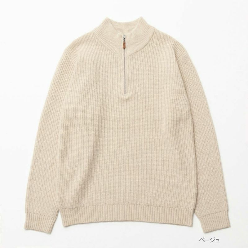 NAVY 快適ニット 畦ハーフジップ メンズ商品画像-2