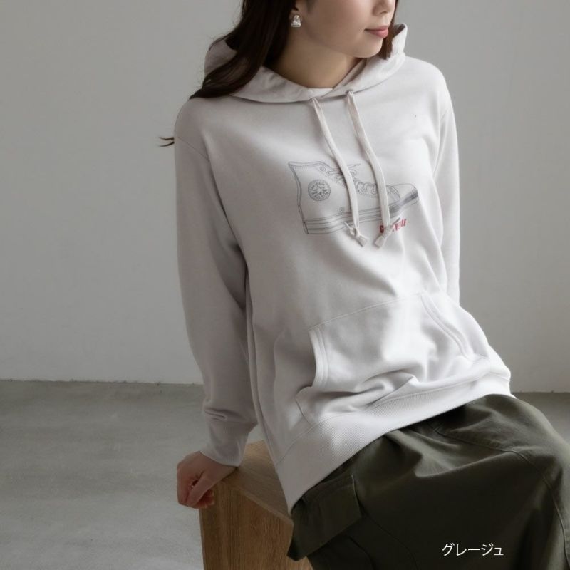 CONVERSE  シューズラバープリント裏毛パーカー レディース商品画像-1