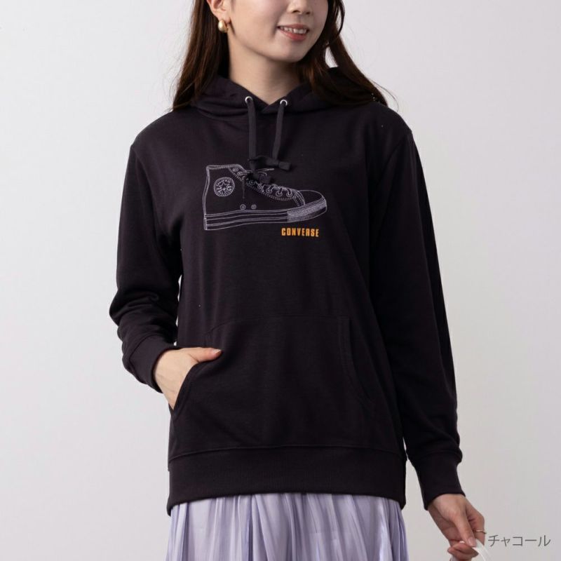 CONVERSE  シューズラバープリント裏毛パーカー レディース商品画像-3