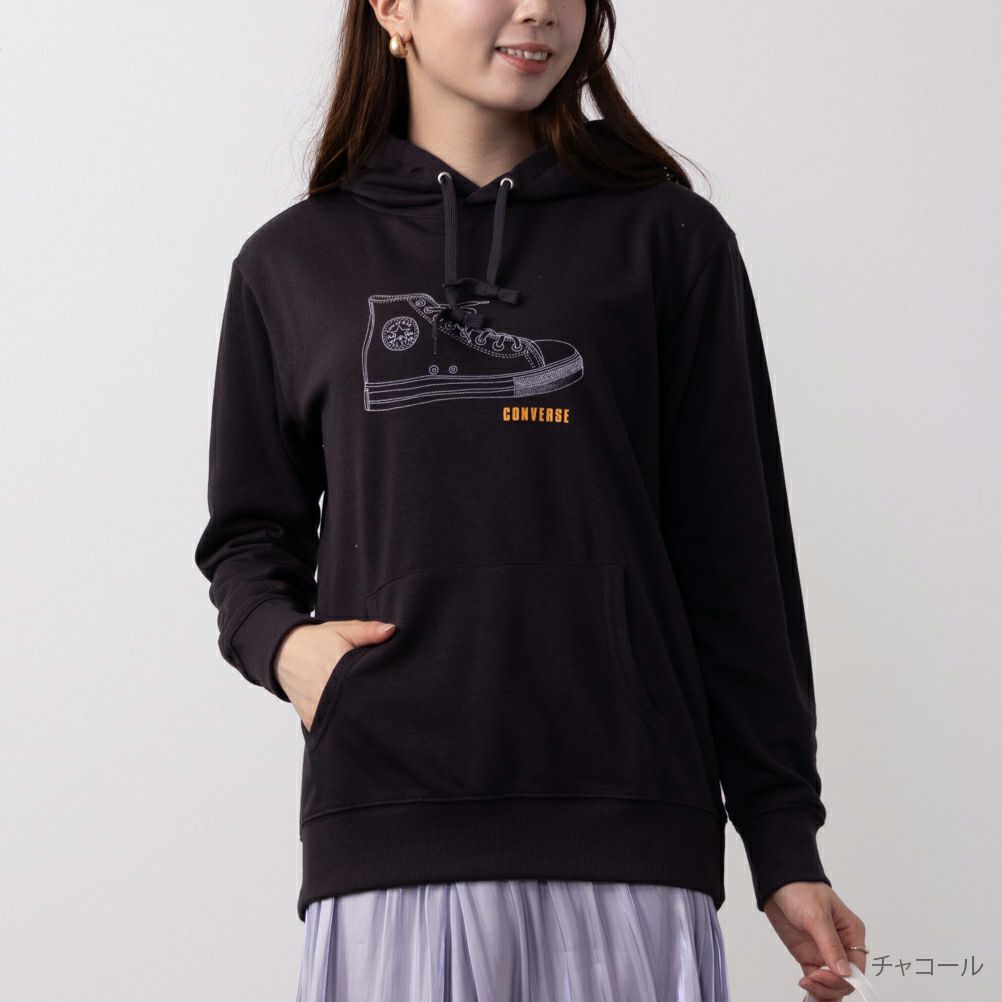 CONVERSE シューズラバープリント裏毛パーカー レディース商品画像-3