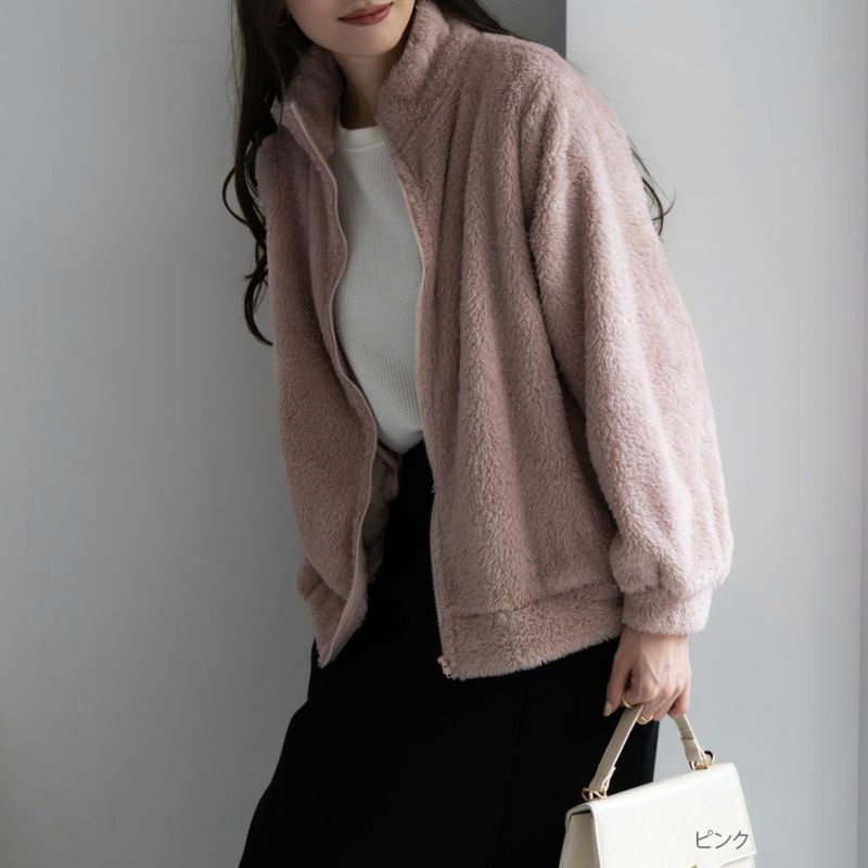 NAVY  温℃ ボアジップアップジャケット レディース商品画像-1