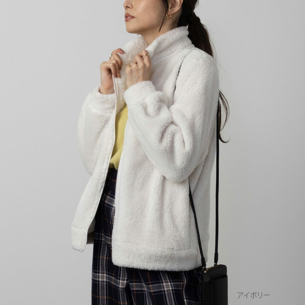 NAVY  温℃ ボアジップアップジャケット レディース商品画像-2