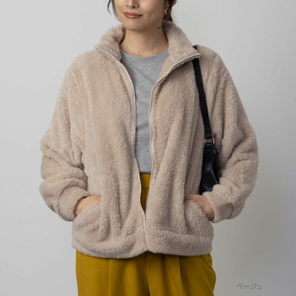 NAVY  温℃ ボアジップアップジャケット レディース商品サムネイル-3