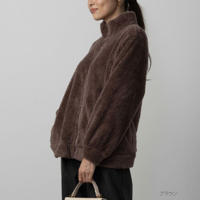 NAVY  温℃ ボアジップアップジャケット レディース商品画像-5