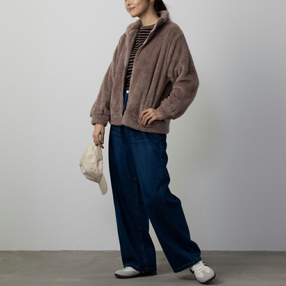 NAVY  温℃ ボアジップアップジャケット レディース商品画像-11