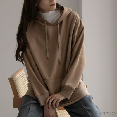 NAVY  温℃ スエードタッチ裏起毛パーカー レディース