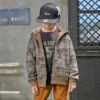 NAVY 裏ボア総柄ジップアップパーカー キッズ