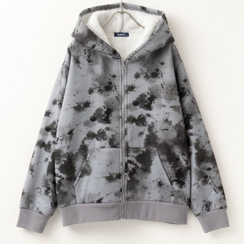 [期間限定価格]NAVY 温℃ 裏ボア総柄ジップアップパーカー キッズ商品画像-2