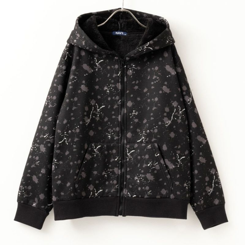 [期間限定価格]NAVY 温℃ 裏ボア総柄ジップアップパーカー キッズ商品画像-3