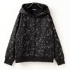 NAVY 裏ボア総柄ジップアップパーカー キッズ