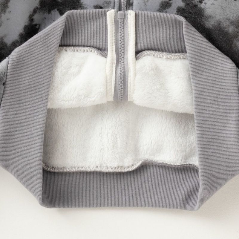 NAVY 温℃ 裏ボア総柄ジップアップパーカー キッズ